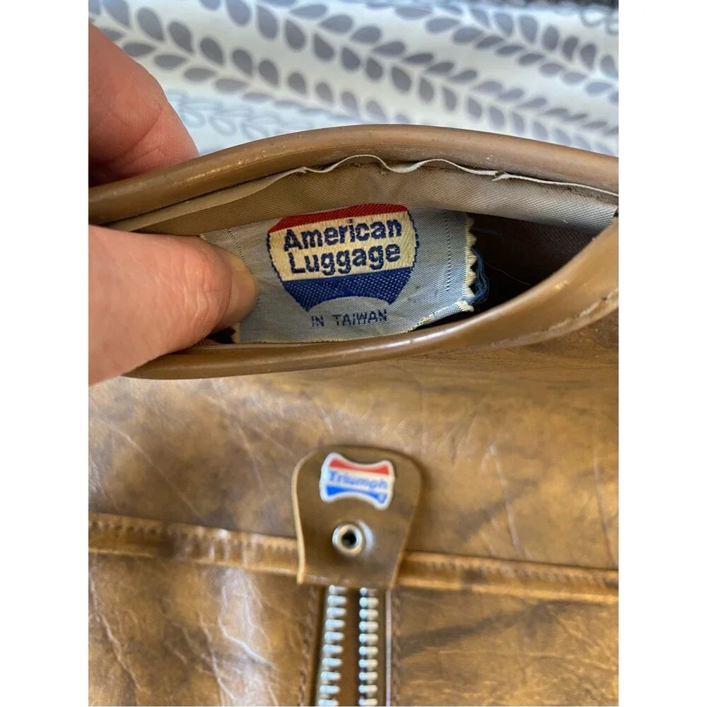 Vintage 1970s American Tourister Triumph Garment Bag Faux Leather Travel Suit